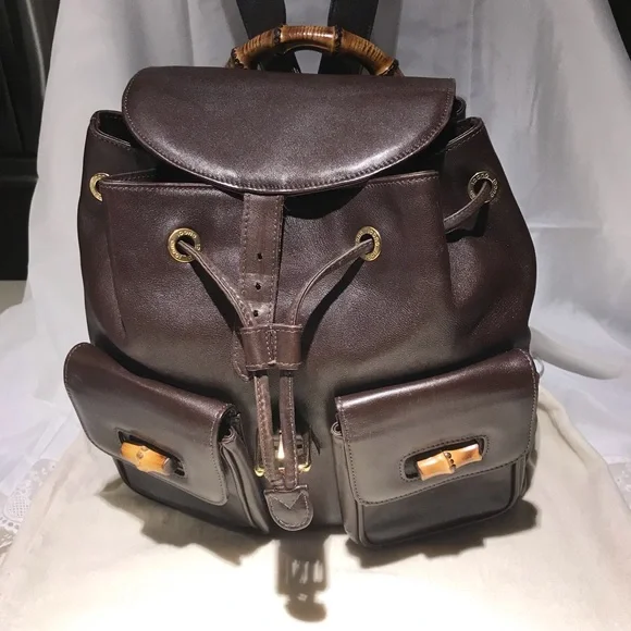 Gucci | Bags | Brown Gucci Leather Backpack With Signature  display picture 3